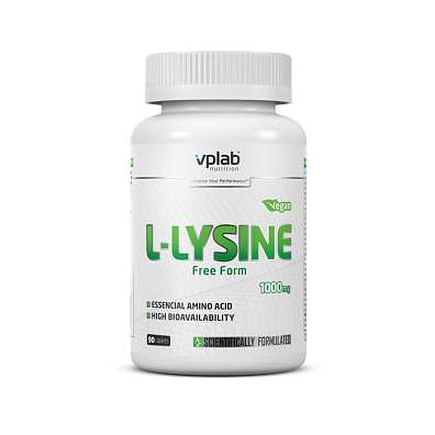 VPLab L-Lysine 1000 mg 90 caplets, aminokyselina L-Lysin ve volné formě, 90 veganských tablet, expirace: 06/2022