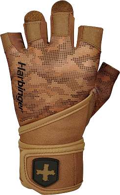 Harbinger 2.0 Pro Wristwrap Tan Camo, unisex fitness rukavice s omotávkou zápěstí