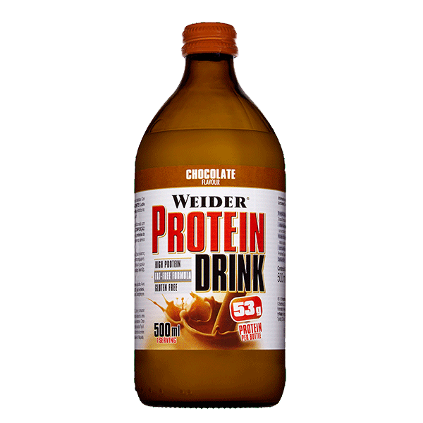 Weider Protein Drink 500 ml, 53g bílkovin v proteinovém drinku ve skle