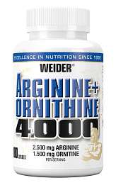 Weider Arginine + Ortnithine 4.000, 180 kapslí, l-arginin a l-ornithin hydrochlorid