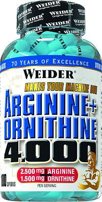 Weider Arginine + Ortnithine 4.000, 180 kapslí, l-arginin a l-ornithin hydrochlorid