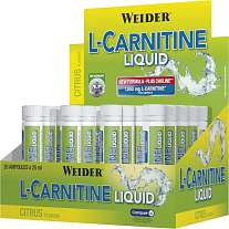 Weider L-Carnitine Liquid, SHOT 1 x 25ml, L-karnitin Tartrát s cholinem v ampulích