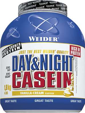 Weider Day & Night Casein 1800 g, protein s pozvolným trávením