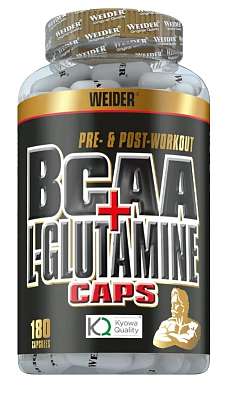 Weider BCAA + L-Glutamin 180 kapslí, větvené aminokyseliny BCAA s l-glutaminem