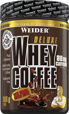 Weider Deluxe Whey Coffee, 908 g, syrovátkový koncentrát s instantní kávou s 80 mg kofeinu