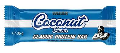 Weider Classic Protein Bar Coconut 35 g, proteinová tyčinka s kousky kokosu