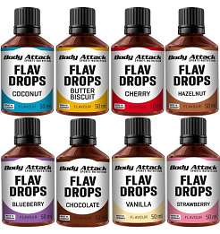 Body Attack Flav Drops 50 ml, ochucovací kapky bez kalorií, exspirace:07/2024
