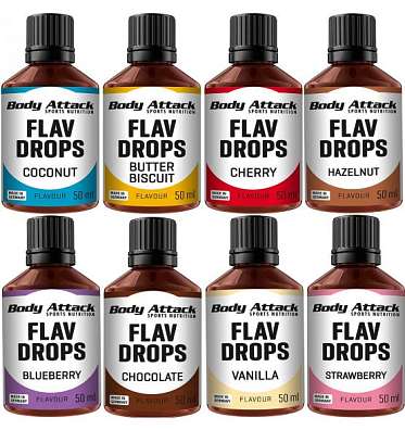 Body Attack Flav Drops 50 ml, ochucovací kapky bez kalorií, exspirace:07/2024