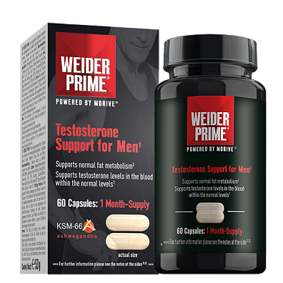 Weider PRIME TESTOSTERONE SUPPORT FOR MEN, 60 CAPS, podpora metabolismu tuků a tvorby testosteronu