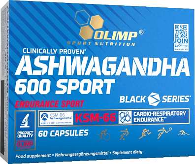 Olimp Ashwagandha 600 Sport 60 kapslí, extrakt (KSM-66) z kořene rostliny Withania Somnifera L