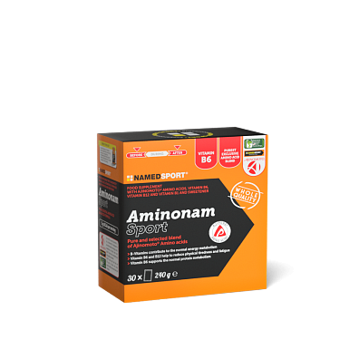 NAMEDSPORT AMINONAM SPORT, obohacená směs esenciálních aminokyselin, 240 g, 30 sáčků, exspirace 06/2022