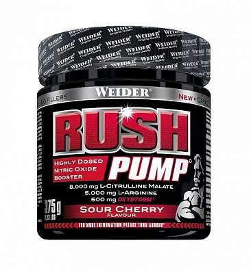 Weider Rush Pump, 375 g, předtréninková vasodilatační směs bez kofeinu a kreatinu