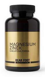 BEAR FOOT Magnesium + Zinek, chelátová forma, 90 kapslí