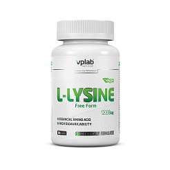 VPLab L-Lysine 1000 mg 90 caplets, aminokyselina L-Lysin ve volné formě, 90 veganských tablet, expirace: 12/2024