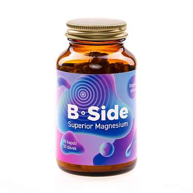 B Side Superior Magnesium Supplement, 90 kapslí, Magnesium Bisglycinate s L-Theaninem a vitaminem B6