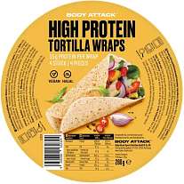 Body Attack Protein Tortilla Wrap, 280g, 4 ks, tortilla s vysokým obsahem bílkovin a nízkým podílem sacharidů