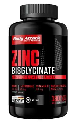 Body Attack Zinc Bisglycinate 180 kps, zinek v chelátové formě s vitamíny