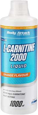 Body Attack L-Carnitine 2000 Liquid,1000 ml, koncentrát l-karnitinu v tekuté formě