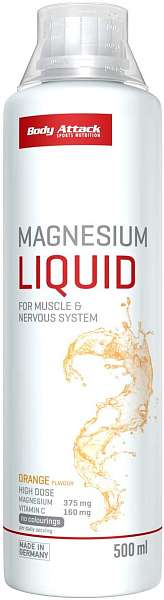 Body Attack Magnesium Liquid 500 ml, hořčík s vitaminem C v tekuté formě