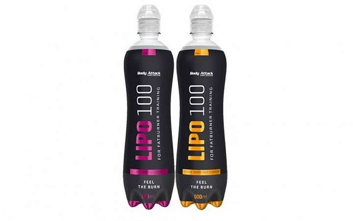 Body Attack Lipo 100, 500ml, nízkokalorický drink s kofeinem, L-karnitinem, cholinem, taurinem a vitaminy, exspirace: 11/2023