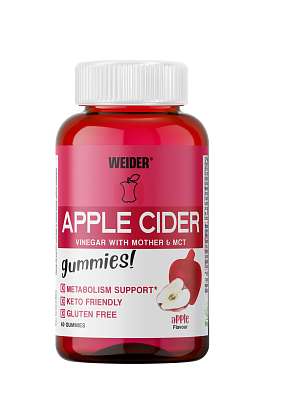 Weider Apple Cider 50 gummies, želatinové bonbóny obsahující jablečný ocet