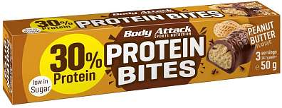 Body Attack Protein Bites 3 x 16 g, pralinky s arašídovou náplní a čokoládovou polevou