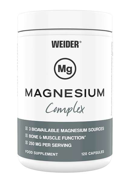 Weider Magnesium Complex 120 kapslí, malát a citran hořečnatý, bisglycinát hořčíku
