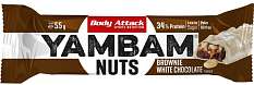 Body Attack Yambam Nuts 55 g, tyčinka s 34% bílkovin a velmi nízkým obsahem cukru