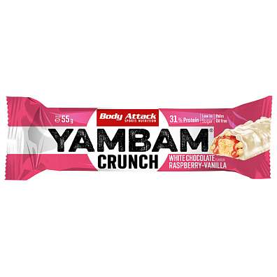 Body Attack Yambam Crunch 55 g, tyčinka s 31% bílkovin a velmi nízkým obsahem cukru
