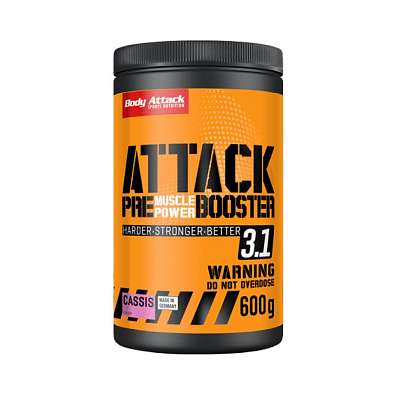 Body Attack Pre-Workout Booster 3.1 600 g, předtréninková směs s kofeinem
