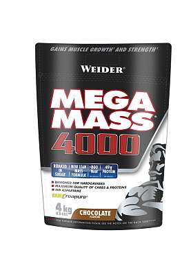 Weider Mega Mass 4000 4kg, sacharidovo-proteinový prášek s kreatinem a vitaminy