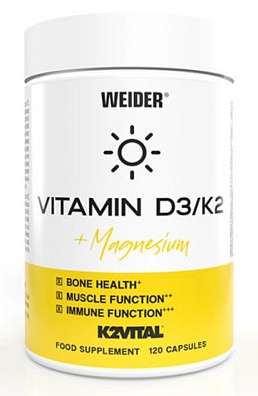 Weider Vitamin D3 / K2 + Magnesium 120 cps, vitamíny D3 a K2 s hořčíkem