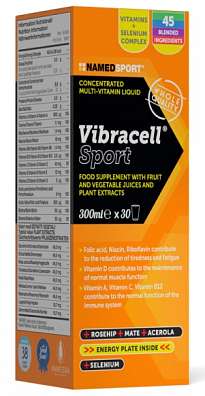 NAMEDSPORT Vibracell Sport 300 ml, vitamíny a rostlinné extrakty v tekuté formě