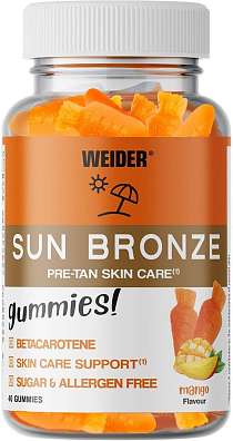 Weider Sun Bronze 40 Gummies, želatinové bonbóny s vitamínem A, beta-karotenem, zeaxanthinem a luteinem