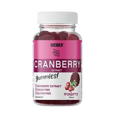 Weider Cranberry Extrakt 60 Gummies, želatinové bonbóny s brusinkovým extraktem