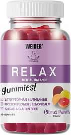 Weider Relax 40 Gummies, želatinové bonbóny s L-theaninem, rostlinými extrakty a L-tryptofanem