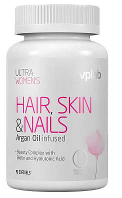 VPLab Hair Skin & Nails, směs pro podporu ženské krásy s vitamíny, minerály, a arganovým olejem, exspirace: 03/2025