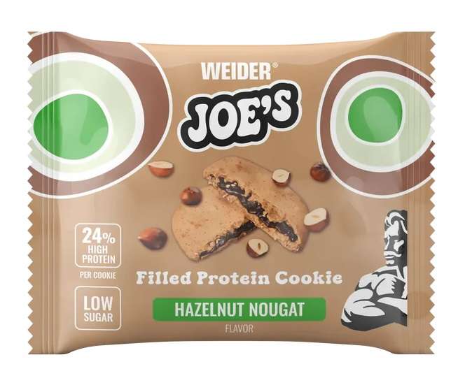 Weider Joe´s Filled Protein Cookie 60g, plněný proteinový koláček s nízkým podílem cukru