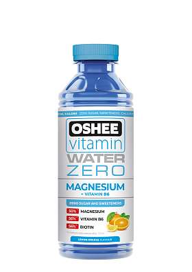 OSHEE Vitamin Water Zero Magnesium + B6 555 ml, vitamínová voda bez kalorií s vitaminy řady B a hořčíkem, exspirace: 15.07.2025