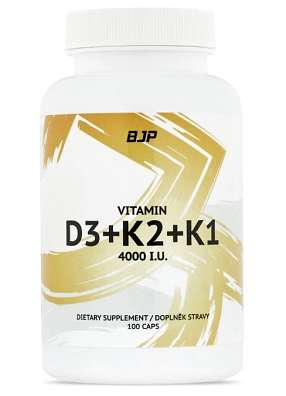 BJP Vitamin D3 + K2 + K1 100 kapslí, vitamín D3 s vitamíny K1 a K2