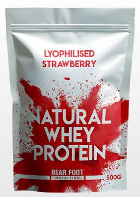 Bear Foot Natural Whey Protein 500g, Grass-fed CFM syrovátkový koncentrát s lyofilizovaným ovocem