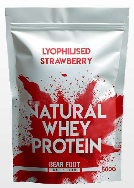 Bear Foot Natural Whey Protein 500g, Grass-fed CFM syrovátkový koncentrát s lyofilizovaným ovocem