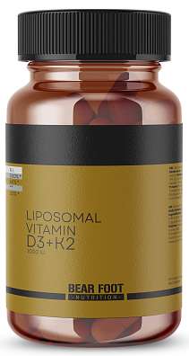 Bear Foot Liposomal Vitamin D3 + K2 60 kapslí, liposomální vitamín D3 a K2 menachinon-7 MK-7