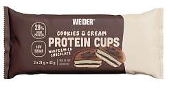 Weider Protein Cups 2 x 21 g, proteinové koláčky s čokoládovou polevou a kousky sušenek