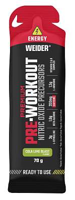 Weider Premium Pre-Workout Gel 70g, předtréninkový gel s kofeinem, sacharidy, NO a vitamíny