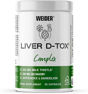 Weider Liver D-Tox Complex 90 cps, extrakty ze semen ostropestřece, pampelišky a artyčoku s cholinem