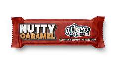 Wispy Protein Bar Nutty Caramel 55 g, extra měkká proteinová tyčinka s 2 g cukru