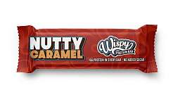 Wispy Protein Bar Nutty Caramel 55 g, extra měkká proteinová tyčinka s 2 g cukru