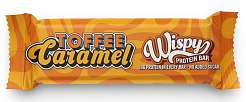 Wispy Protein Bar Toffee Caramel 55 g, extra měkká proteinová tyčinka s 2 g cukru